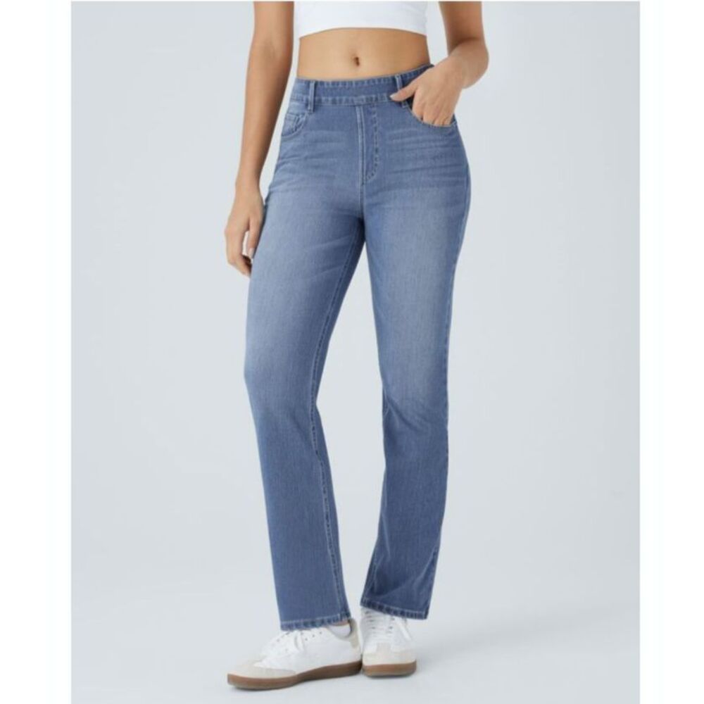 NWT Halara Flex Denim High Waisted Straight Leg Bootcut Casual Jeans XS 0/2 Tall